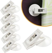 6 Packs Shower Curtain Clips with Suction Cup to Prevent Water White 