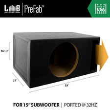 4 ft 32Hz Ported MDF SQ/SPL Enclosure Box for Single 15" Car Audio Subwoofer