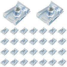 30pc M6 U-Type Nut Clamps Spring Steel Speed Clips Automotive Panel White Zinc