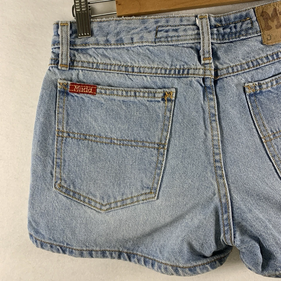 Pantalones Cortos de Jean Vintage Mudd Para Mujer Y2K Lavado Ligero Talla 11 Juniors Logo Bordado Foto 3 de 4