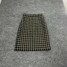 Vintage Richards Skirt Women 10 Black Wool Blend Plaid Pencil Midi Retro Classic