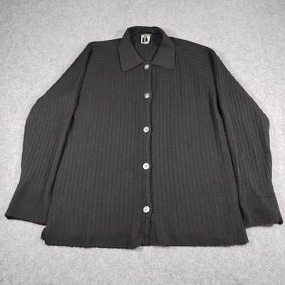 Lorena Antoniazzi Bergdorf Goodman Cashmere Wool Ribbed Cardigan Black IT 40