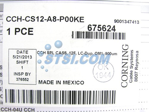Corning CCH-CS12-A8-P00KE Pigtailed Splice Cassette, 12 F, LC Duplex OM1 ~STSI - Picture 3 of 3