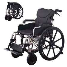18" Seats Aluminum Alloy Transport Wheelchair w/front Rear Locking Hand Brakes