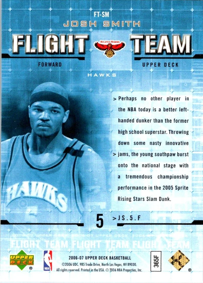 2006-07 Upper Deck #FT-SM Josh Smith Flight Team - Image 2 of 2