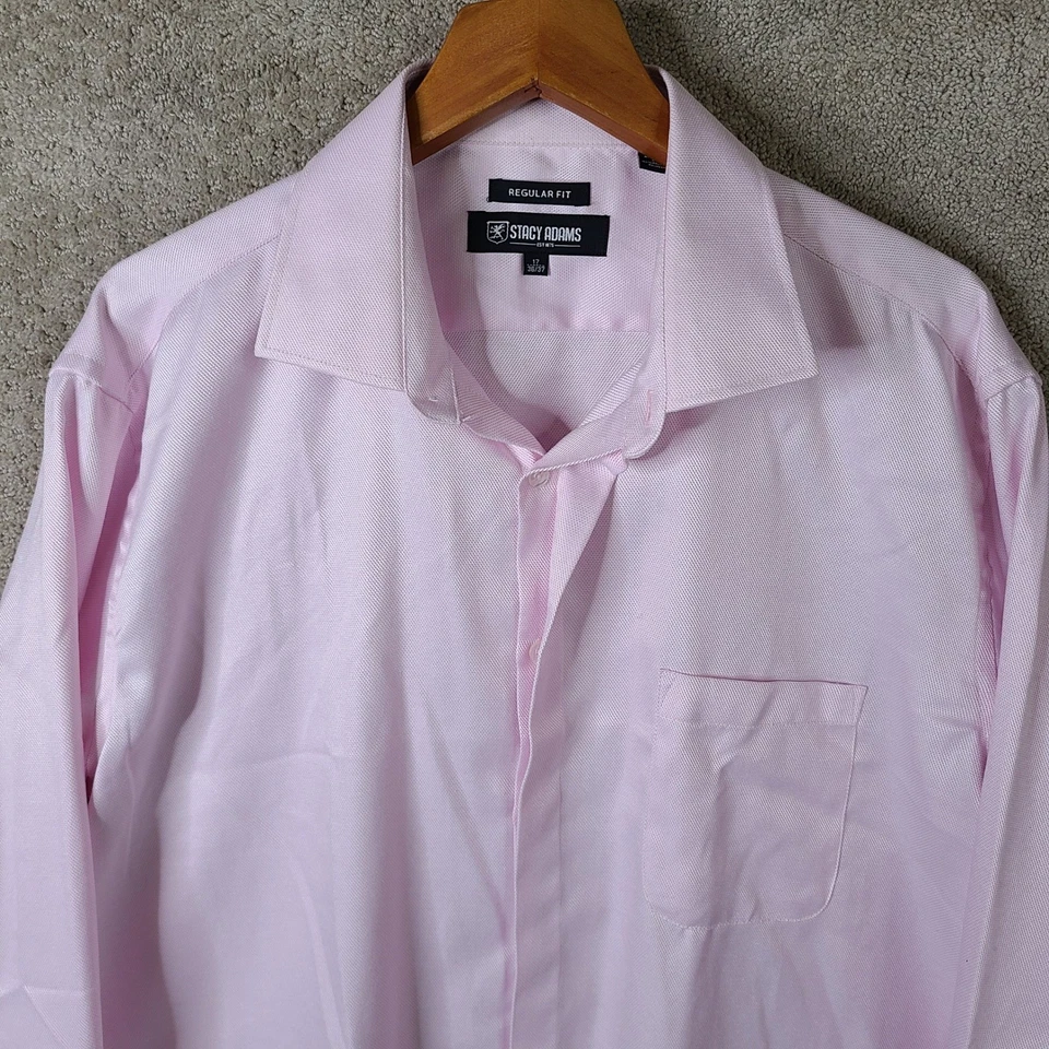 Camisa Stacy Adams Para Hombre 17 36/37 Rosa Calce Regular Vestido Manga Larga Puños Franceses Foto 2 de 4