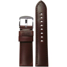 Soft Calf Leather Watch Band  Padded  Brown  Black Stitch