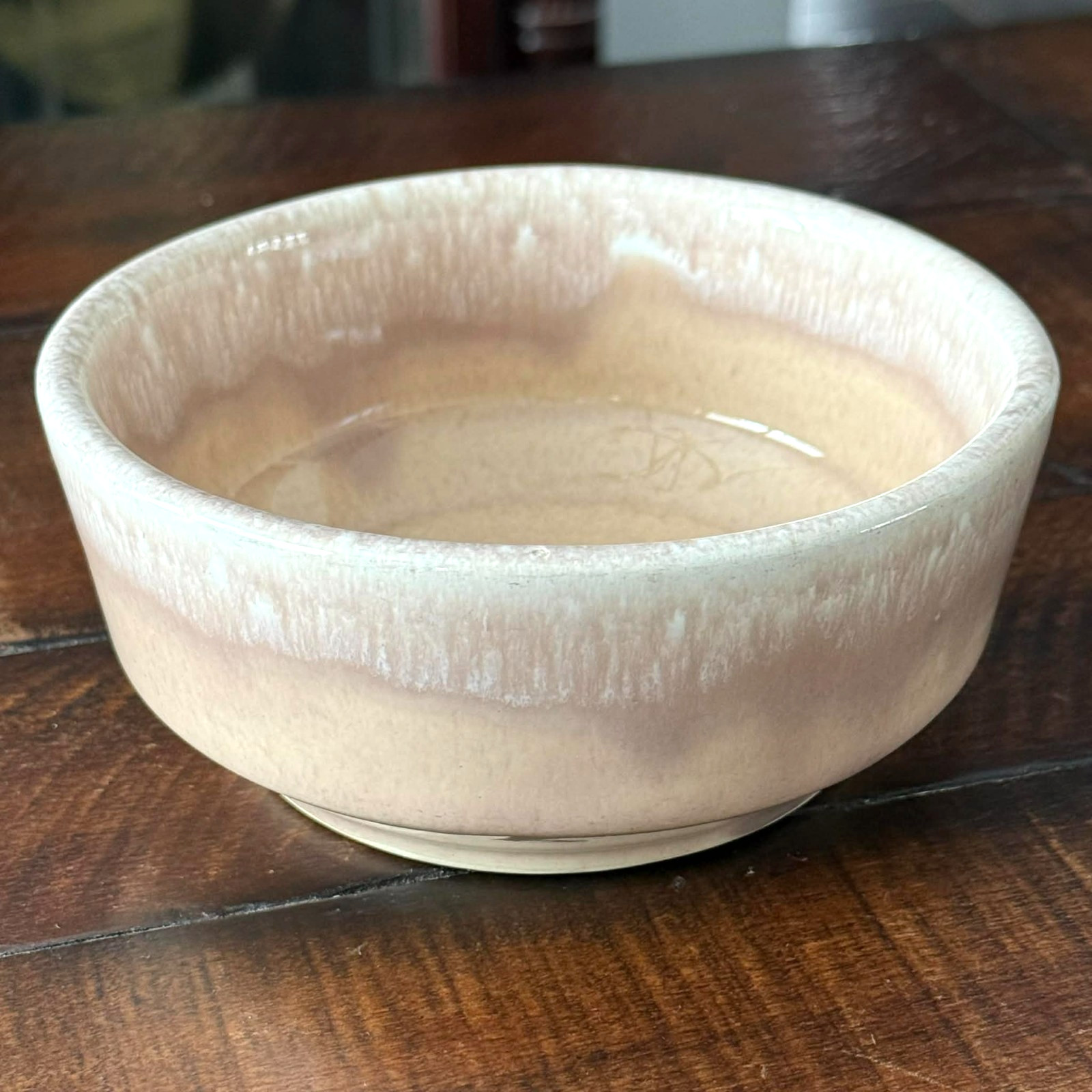 Vtg Hull Pottery Bowl Oven Proof USA Sand Drip Glaze Beige Cereal 5.5-in