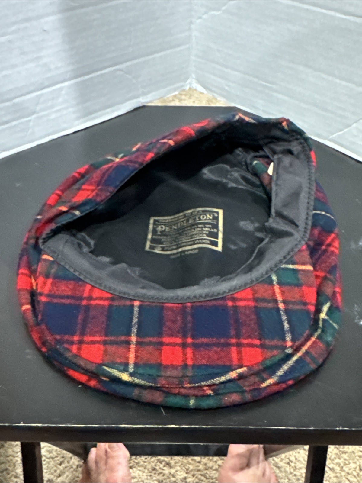 Vintage Pendleton Red Plaid Wool Flat Cap Newsboy… - image 8