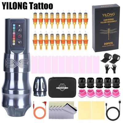 Professional Cordless Tattoo Machine Set  Detachable Battery  Transfer Paper