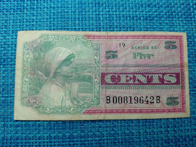 🇺🇸 USA United States MPC 5 CENTS 1968 Series 661 vf P-M64 banknotes 071126-11