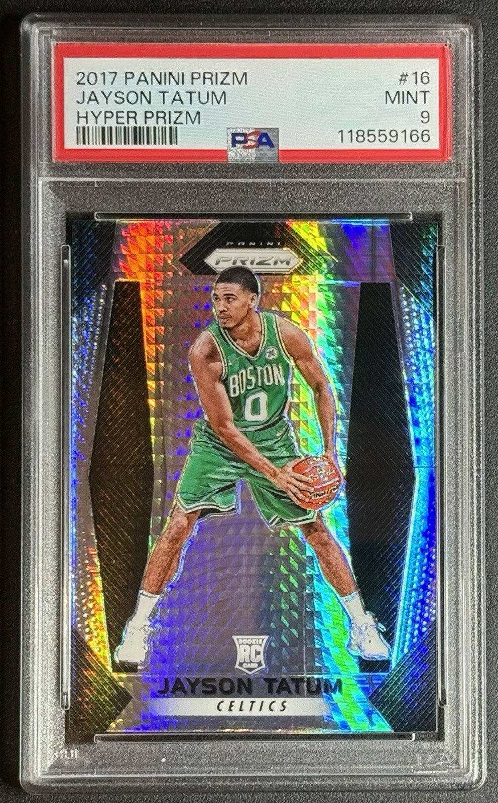 2017 Panini Prizm #16 Jayson Tatum Hyper Prizm Rookie RC Celtics PSA 9