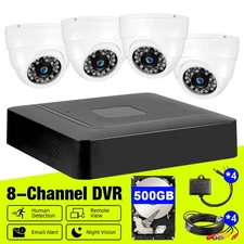 4PCS Wired 5MP Camera Security System 8CH H.265+ DVR Recorder with 500G HDD 