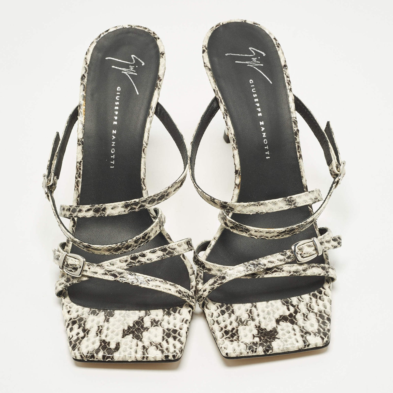 Giuseppe Zanotti Size 38 BlackWhite Python Emboss… - image 3