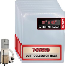 Heavy-Duty Clear Dust Collection Bags for JET DC-1100VX/DC-1200VX (6 Pack)