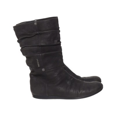 Prada Linea Rossa, Stiefel, Größe: 37, Schwarz, Leder, Damen #Hm6