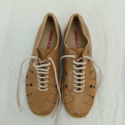 Prada Shoes Perforated Leather Sneakers Brown Women Size EU  display picture 2