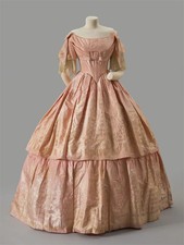 1860s Victorian Civil War Southern Belle Bustle Pink Dress Historical Revolution