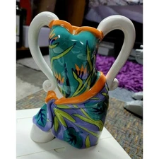 RARE: DIANE ARTWARE HAPPY CLOTHES PARADISE SARONG PORCELAIN VASE, MINT, MARKED