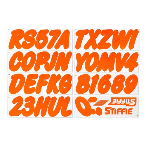 STIFFIE Whip-One Electric Orange 3” Boat & PWC Registration Decals • Numbers Let - Picture 4 of 8
