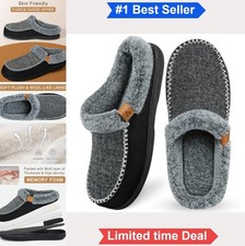 Men Slippers Memory Foam Moccasin House Shoes Warm Fuzzy Fleece Lined Indoor