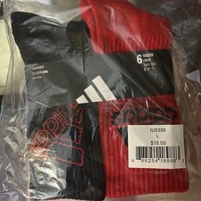 adidas Cushioned Crew Socks Youth Size L Multicolor Logo 6 Pairs
