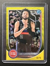 2025 Bowman Cade Cunningham Yellow Wave Refractor /75 #74 Detroit Pistons SSP