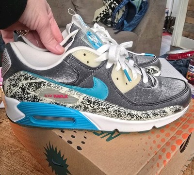 Air Max 90 SE Rice Ball DD5483-010 Women's Size 11 Mens 9.5 Black Chlorine Blue