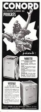 Publicité ancienne machines à laver Conord 1955 issue de magazine