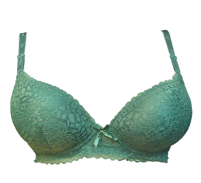 Soutien gorge 110C coqué push up dentelle fleurie vert à armature
