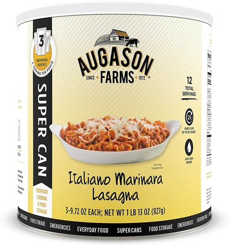 Augason Farms Lasagna 1 lb 13 oz No. 10 Super Can Emergency Food Prep 25 Years