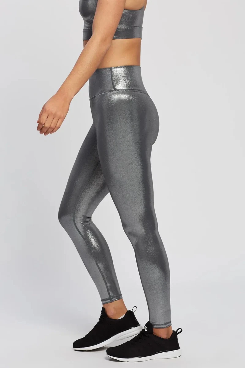 NWT ALLFENIX Liquid Silver Shiny 7/8 Leggings Anthropologie AUTHENTIC HI  WAIST