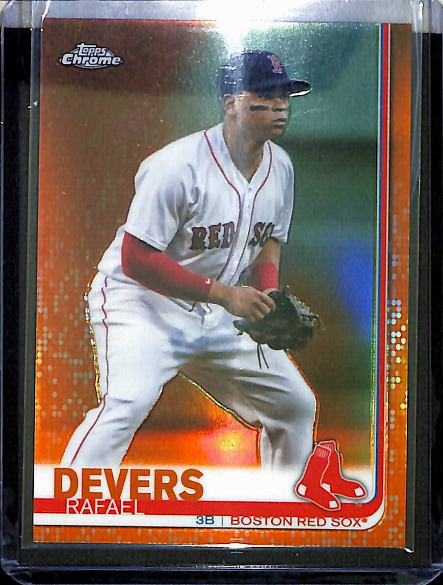 2019 Topps Chrome Orange Refractor #184 Rafael Devers No 16 of 25