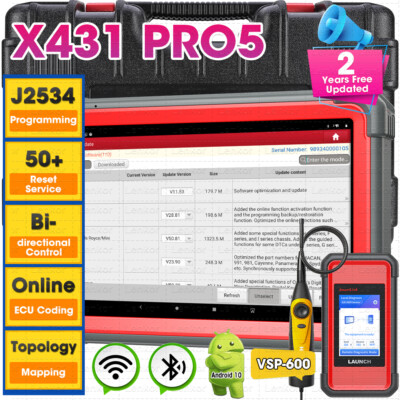 LAUNCH X431 PRO5 PAD V+ Car Diagnostic Scanner J2534 Programming Key Coding TPMS
