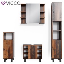 Badmöbelset Waschtischunter Spiegelschrank Hochschrank Midischrank Fynn Vicco 