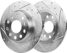 Rear Drilled and Slotted Solid Disc Brake Rotors Set for Volkswagen Jetta Taos