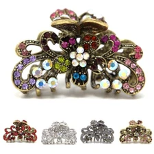 New Whites/colorful Austrian Crystal Metal Roses-butterfly hair claws clips pins