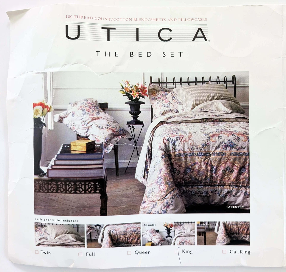 NEW Utica King 7-Piece Set Flat Fitted Sheets Pillowcases Shams Bedskirt Floral - Image 4 of 4