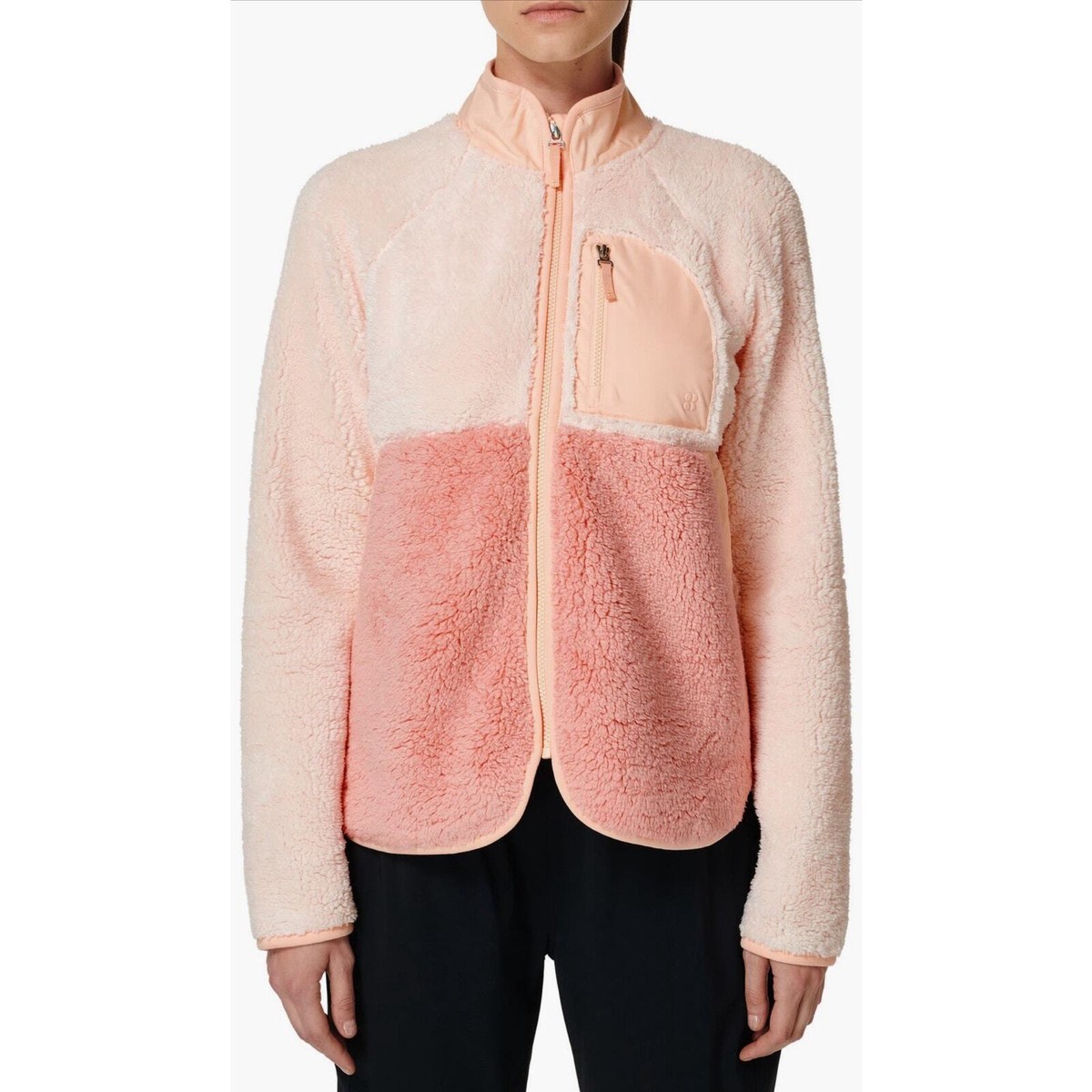 Sweaty Betty Womens Fleece Jacket Sz Medium Pink Orange Pennine