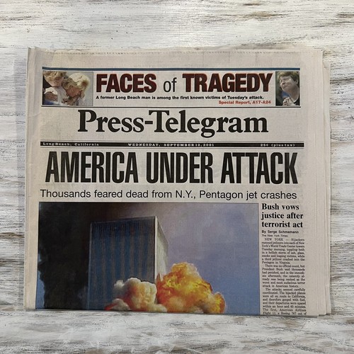9/11 Newspaper Long Beach Press Telegram September 12, 2001 America Under Attack