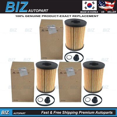 Genuine Oil Filter Kit 3Pack for 2020-2025 Hyundai Kia 2.5L Models 26350-2S001