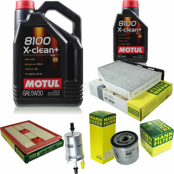 MANN-FILTER Inspektionspaket 6L Motul 5W-30 8100 X-Clean+ FüR Vw Caddy Iv Kombi-image