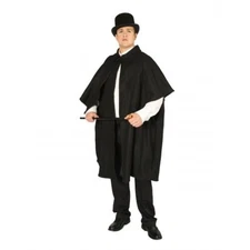 ADULT MENS BLACK VICTORIAN CLOAK DICKENS SHERLOCK HOLMES SHADOW COSTUME CAPE