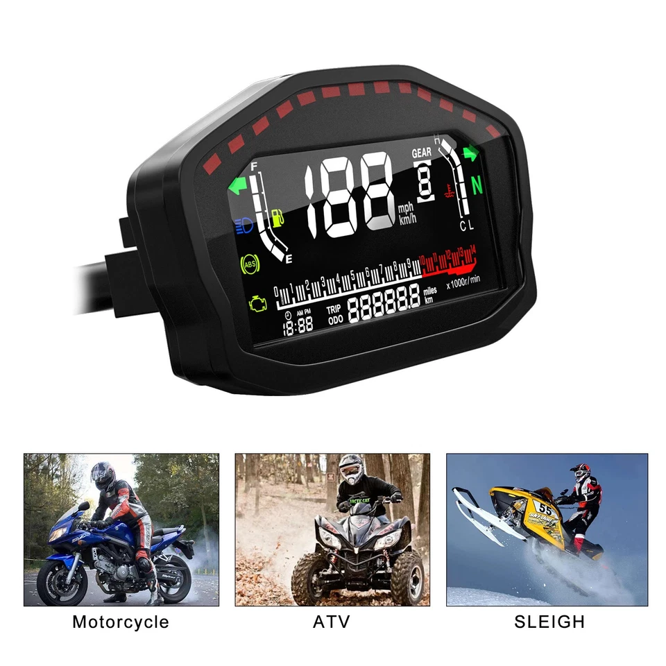 Digital GPS Speedometer Odometer Motorcycle Tachometer For 2, 4 Cylinders Motor - Image 4 of 4