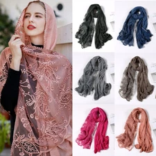 Women Ladies Lace Floral Lightweight Scarf Veil Church Mantilla Scarf Shawl Wrap