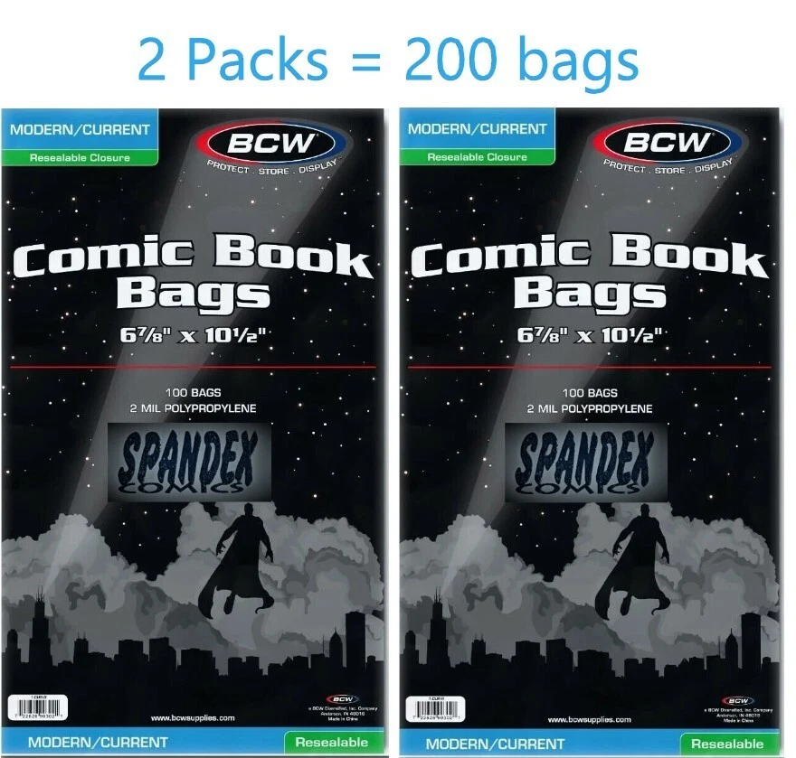 200 - BCW Current Modern Resealable 2-Mil Polypropylene Comic Book Bags!