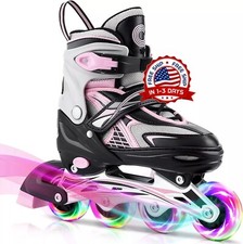 Juego De Patines Para Ni as Ruedas En Linea Rosado Inline Roller Skates Pink NEW
