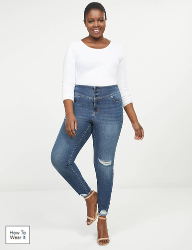 NWOT LANE BRYANT HIGH RISE 3-BUTTON 