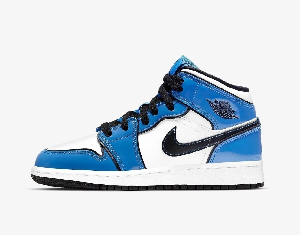Nike Air Jordan 1 Mid SE GS Signal Blue Black White BQ6931-402