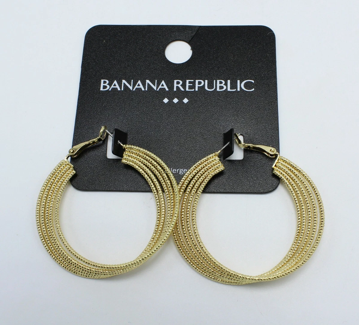 New Gold Tone Textured Twisted Hoop Earrings by Banana Republic
